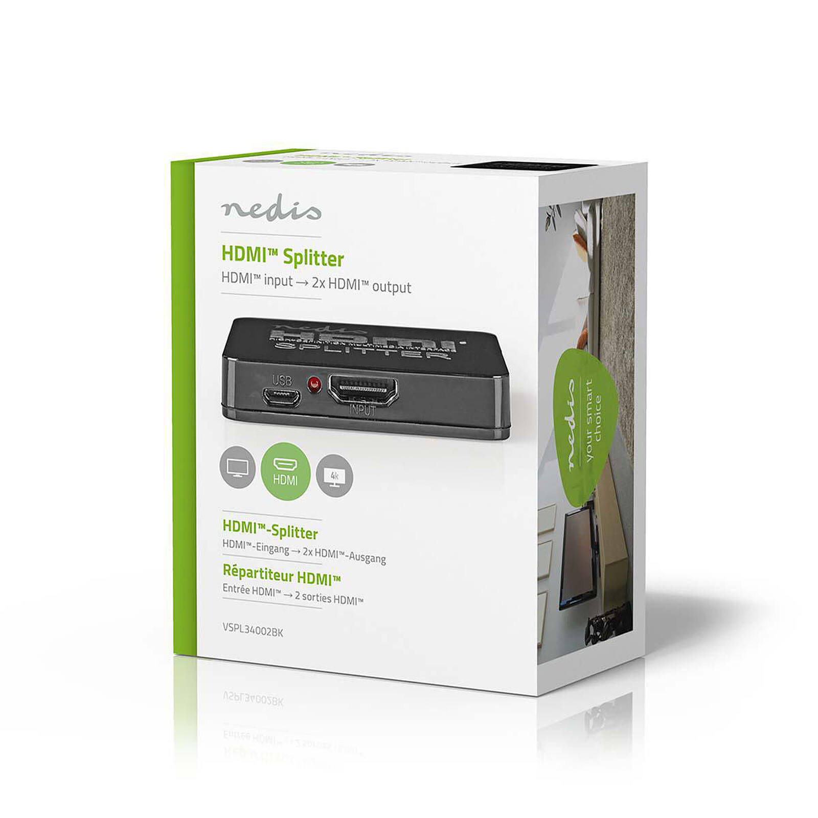 Divisor HDMI Nedis 4K (2 salidas)