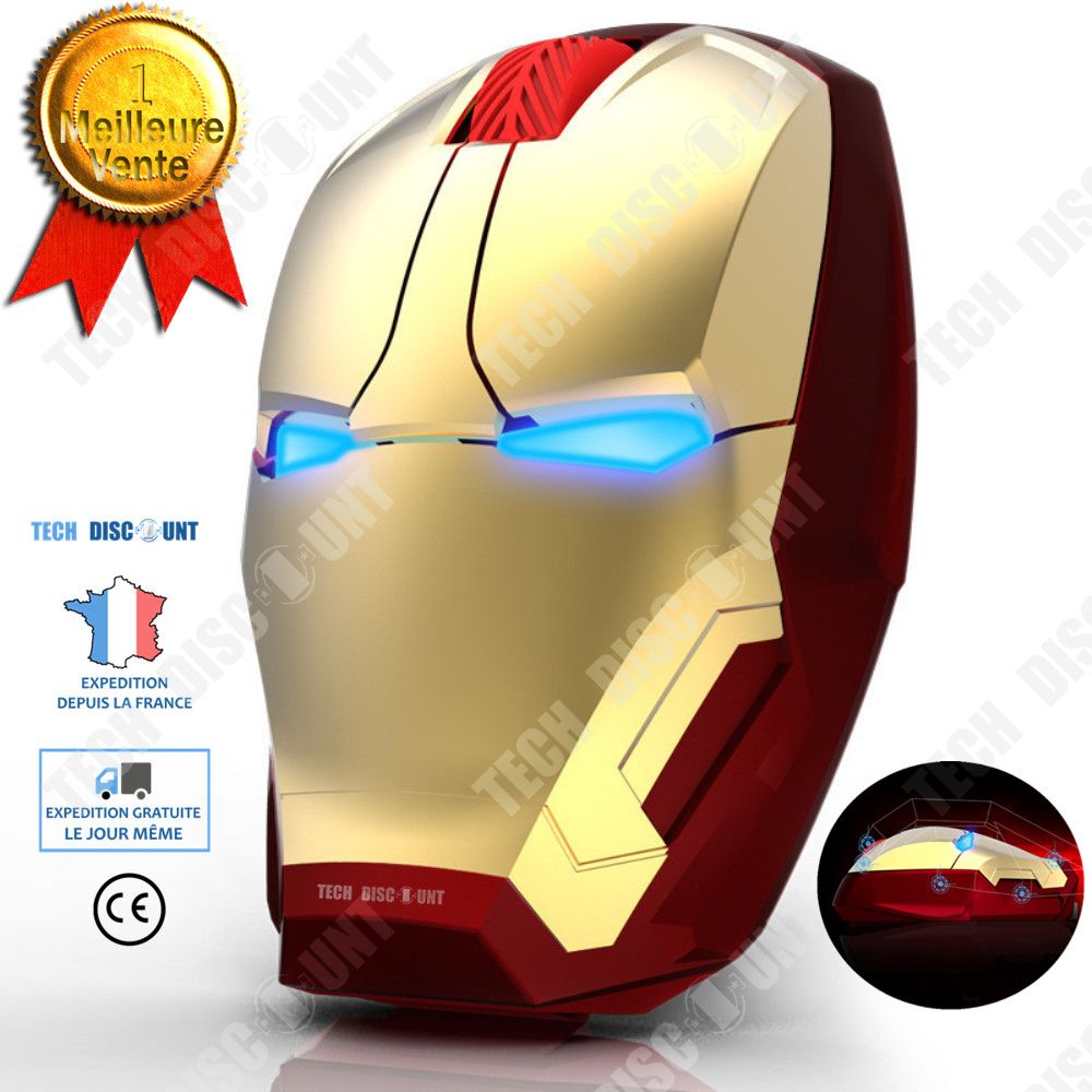 Tech Discount Ergonomic Wireless Gaming Mouse Iron Man Silent Optical Rechargeable Computer Mouse