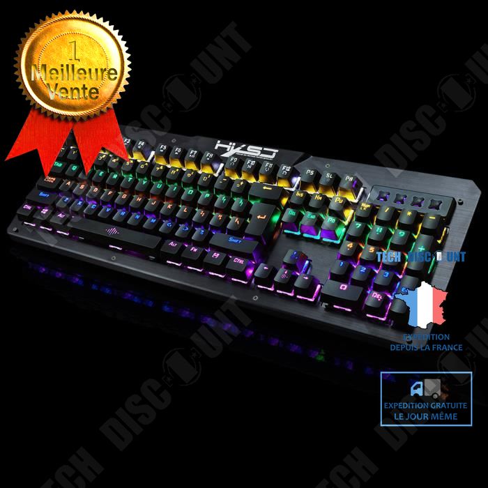 Tech Discount Retro RGB Mechanical Gaming Keyboard - Black, Adjustable Height, QWERTY