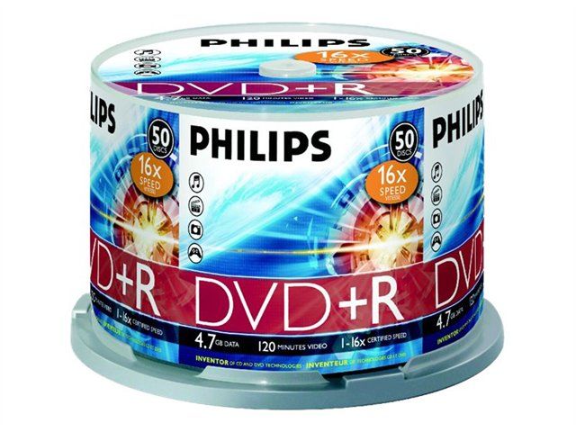 Philips DVD+R 50-Pack - 4.7GB, 120min, 16x Speed