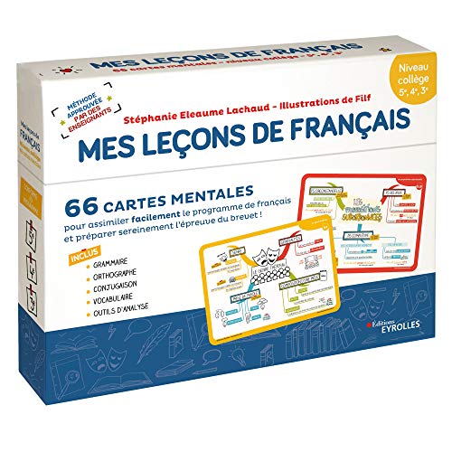 Leçons de français pour le collège, 5e, 4e et 3e : 66 cartes mentales pour assimiler facilement le programme de français et préparer sereinement l'épreuve du brevet !