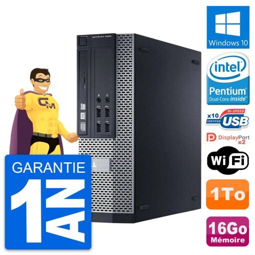 PC de escritorio Dell Optiplex 9020 SFF - Procesador Intel Pentium G3220, 16GB de RAM, 1TB HDD, Windows 10, WiFi