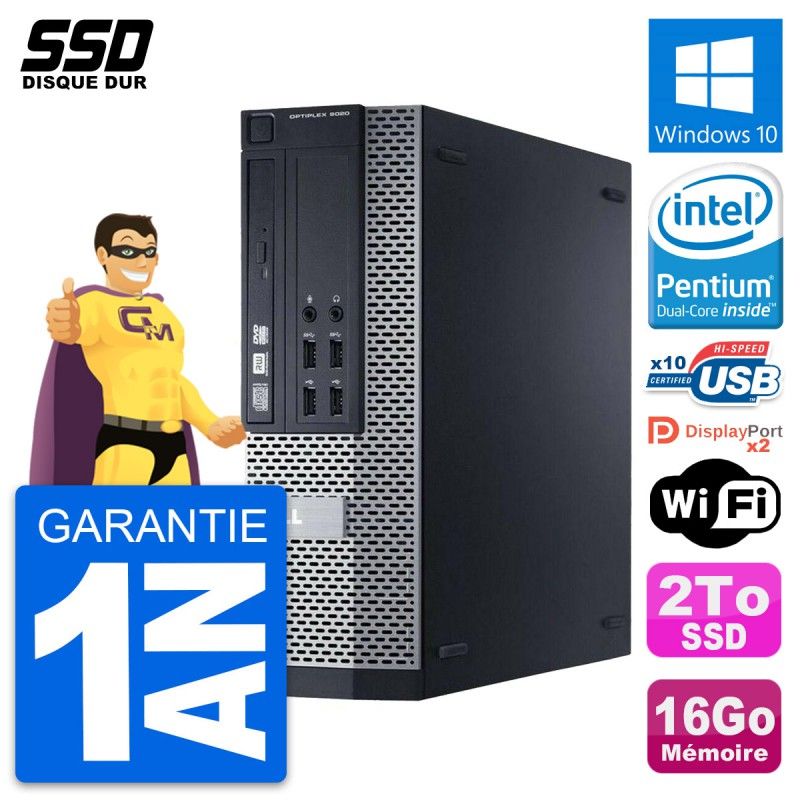 Dell OptiPlex 9020 SFF PC - Intel Pentium G3220, 16GB RAM, 2TB SSD, Windows 10, WiFi