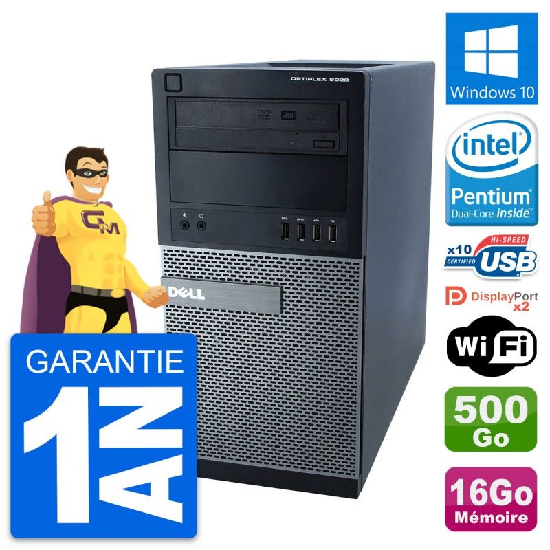 Dell Optiplex 9020 Desktop PC - Intel Pentium G3220, 16GB RAM, 500GB HDD, Windows 10, WiFi