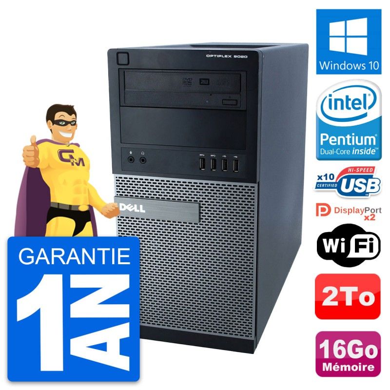 Dell Optiplex 9020 Desktop Computer, Intel Pentium G3220, 16GB RAM, 2TB Hard Drive, Windows 10, WiFi