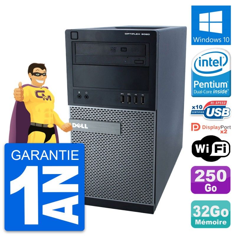 Dell Optiplex 9020 Desktop PC - Intel Pentium G3220, 32GB RAM, 250GB HDD, Windows 10, WiFi