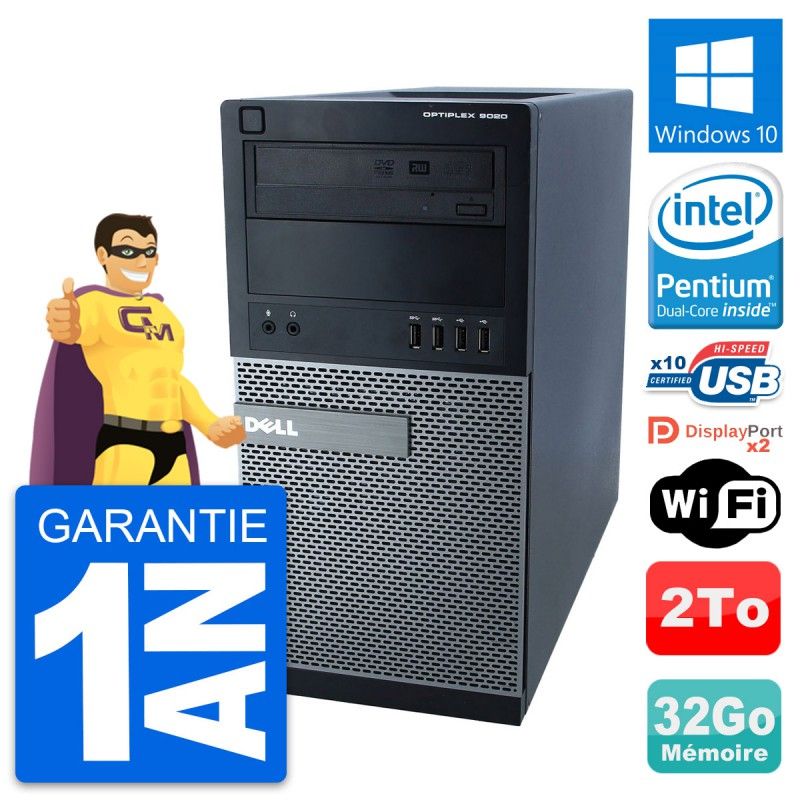 Dell Optiplex 9020 Desktop PC - Intel Pentium G3220, 32GB RAM, 2TB HDD, Windows 10, WiFi