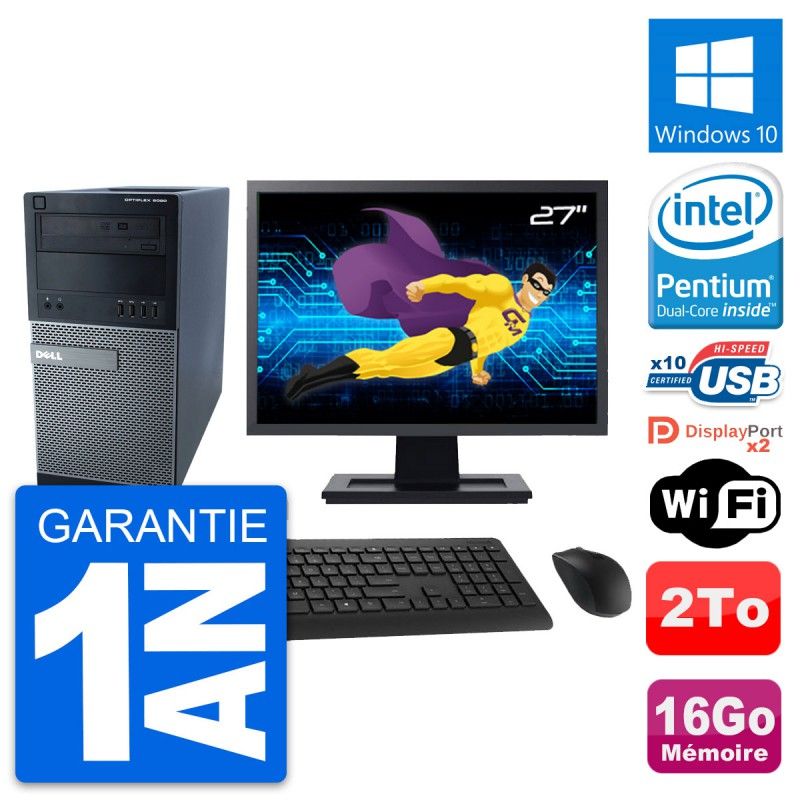 Computadora de escritorio Dell Optiplex 9020, pantalla de 27'', procesador Intel Pentium G3220, 16GB de RAM, disco duro de 2TB, Windows 10, WiFi