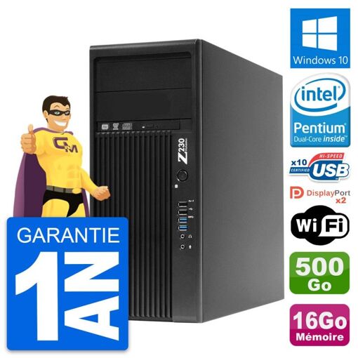 HP Z230 Workstation Computer - Intel Pentium G3220, 16GB RAM, 500GB Hard Drive, Windows 10, WiFi