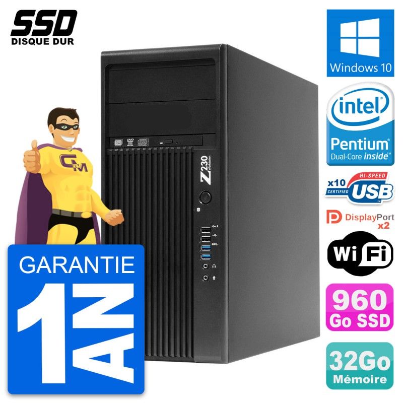HP WorkStation Z230 - Pentium G3220, 32GB RAM, 960GB SSD, Windows 10, Wifi