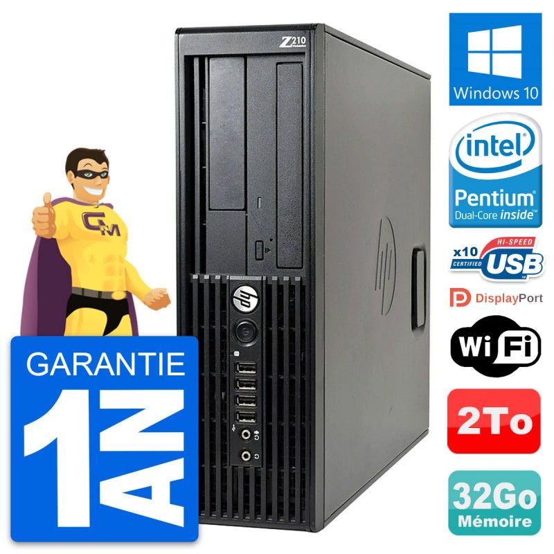 HP WorkStation Z210 SFF - Pentium G630 2.7GHz, 32GB RAM, 2TB HDD, Windows 10, WiFi
