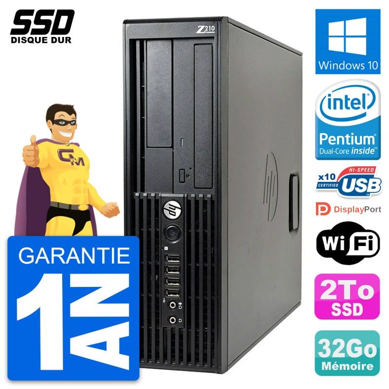 Estación de trabajo HP Z210 SFF - Procesador Intel Pentium G630 2.7 GHz, 32 GB RAM, 2 TB SSD, Windows 10, WiFi