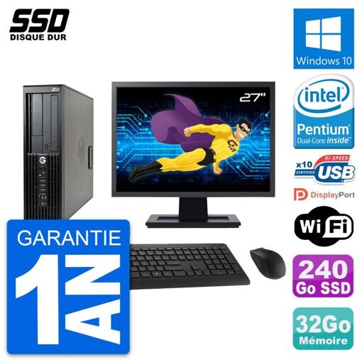 Computadora de escritorio HP Z210 SFF, pantalla de 27', procesador Intel Pentium G630, 32 GB de RAM, 240 GB SSD, Windows 10, WiFi