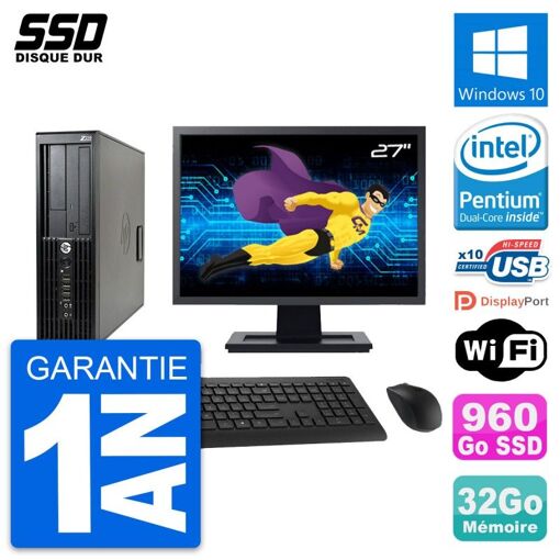 Computadora de escritorio HP Z210 SFF, pantalla de 27'', procesador Intel Pentium G630, 32 GB de RAM, 960 GB SSD, Windows 10, WiFi
