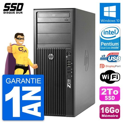 Estación de trabajo HP Z210 - Procesador Intel Pentium G630, 16GB de RAM, 2TB SSD, Windows 10, WiFi