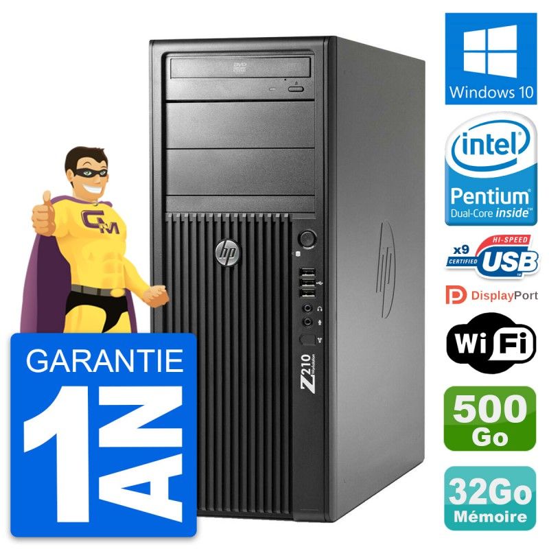 HP Z210 WorkStation - Intel Pentium G630, 32GB RAM, 500GB HDD, Windows 10, WiFi
