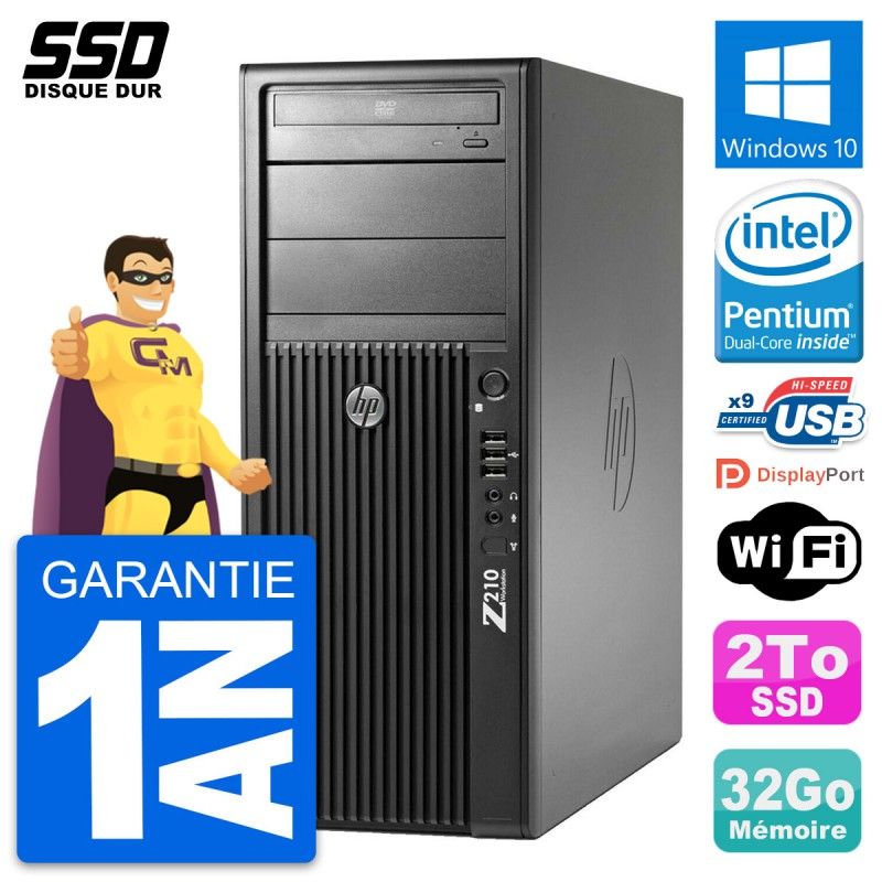 PC de estación de trabajo HP Z210 - Procesador Intel Pentium G630, 32 GB de RAM, 2 TB SSD, Windows 10, WiFi