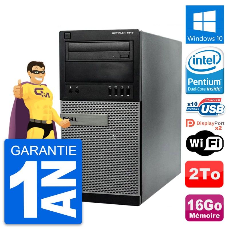Dell Optiplex 7010 Desktop PC - Intel Pentium G2020, 16GB RAM, 2TB HDD, Windows 10, WiFi
