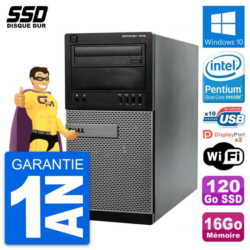 Dell OptiPlex 7010 Desktop PC - Pentium G2020, 16GB RAM, 120GB SSD, Windows 10, WiFi