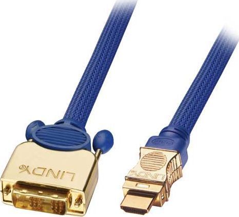 Cable adaptador Lindy Premium Gold HDMI a DVI-D - 50 cm con triple blindaje