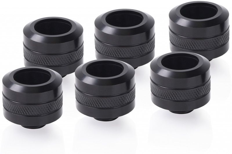 Alphacool Eiszapf Pro 16mm Fittings, Black Hardtube G1/4 - 10 Pack