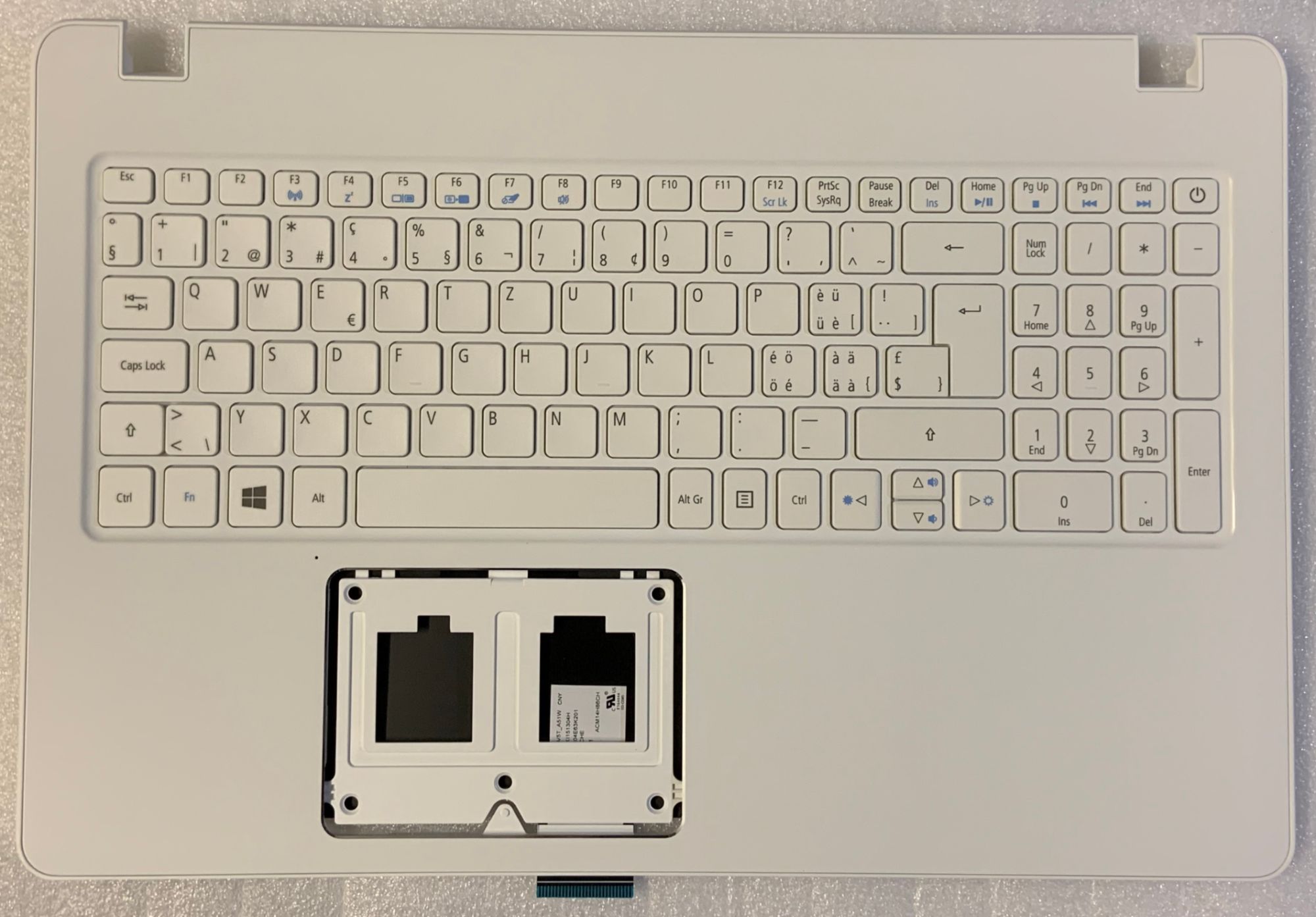 Clavier QWERTY Suisse-Allemand pour Acer Aspire F5-573 (Blanc)