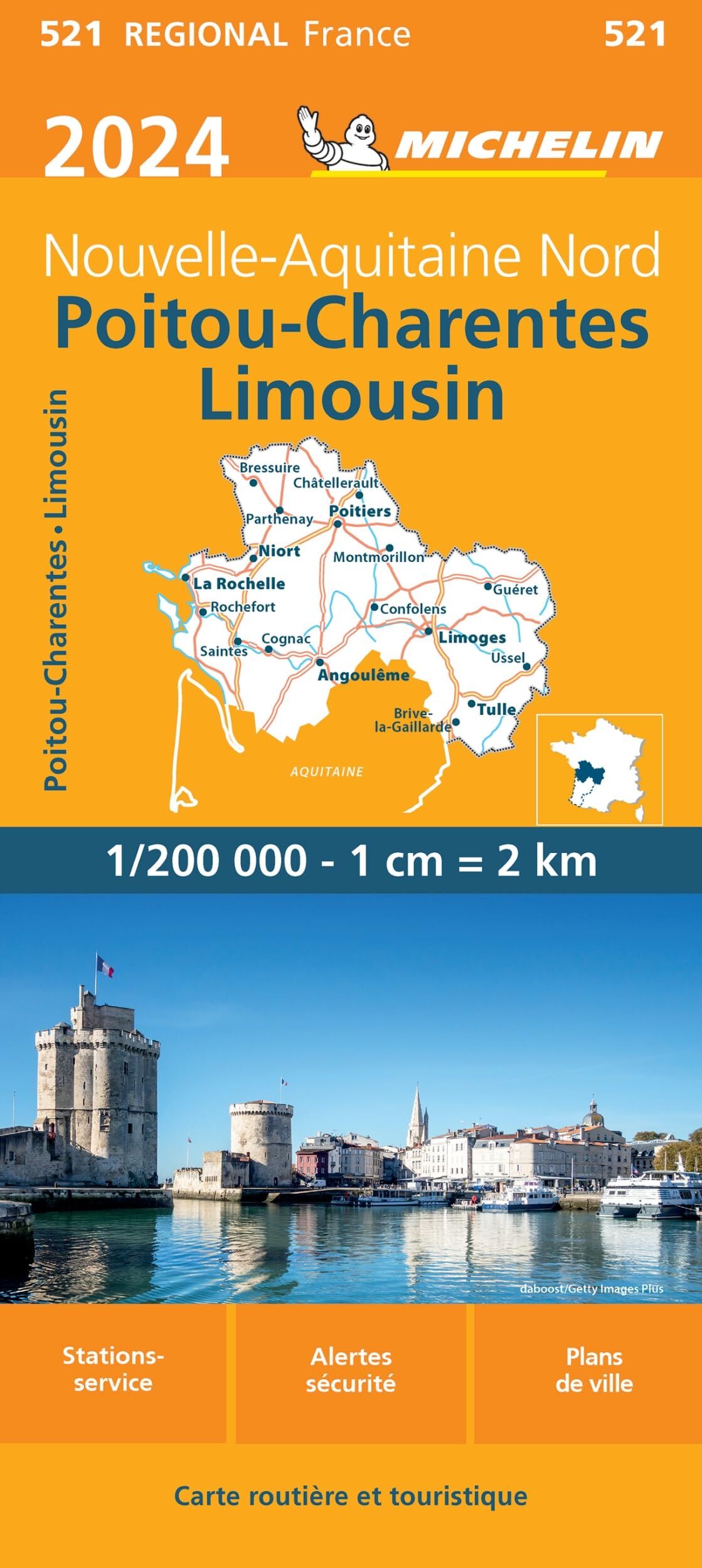 Mapa regional Poitou-Charentes Limousin 2024 (521), Michelin