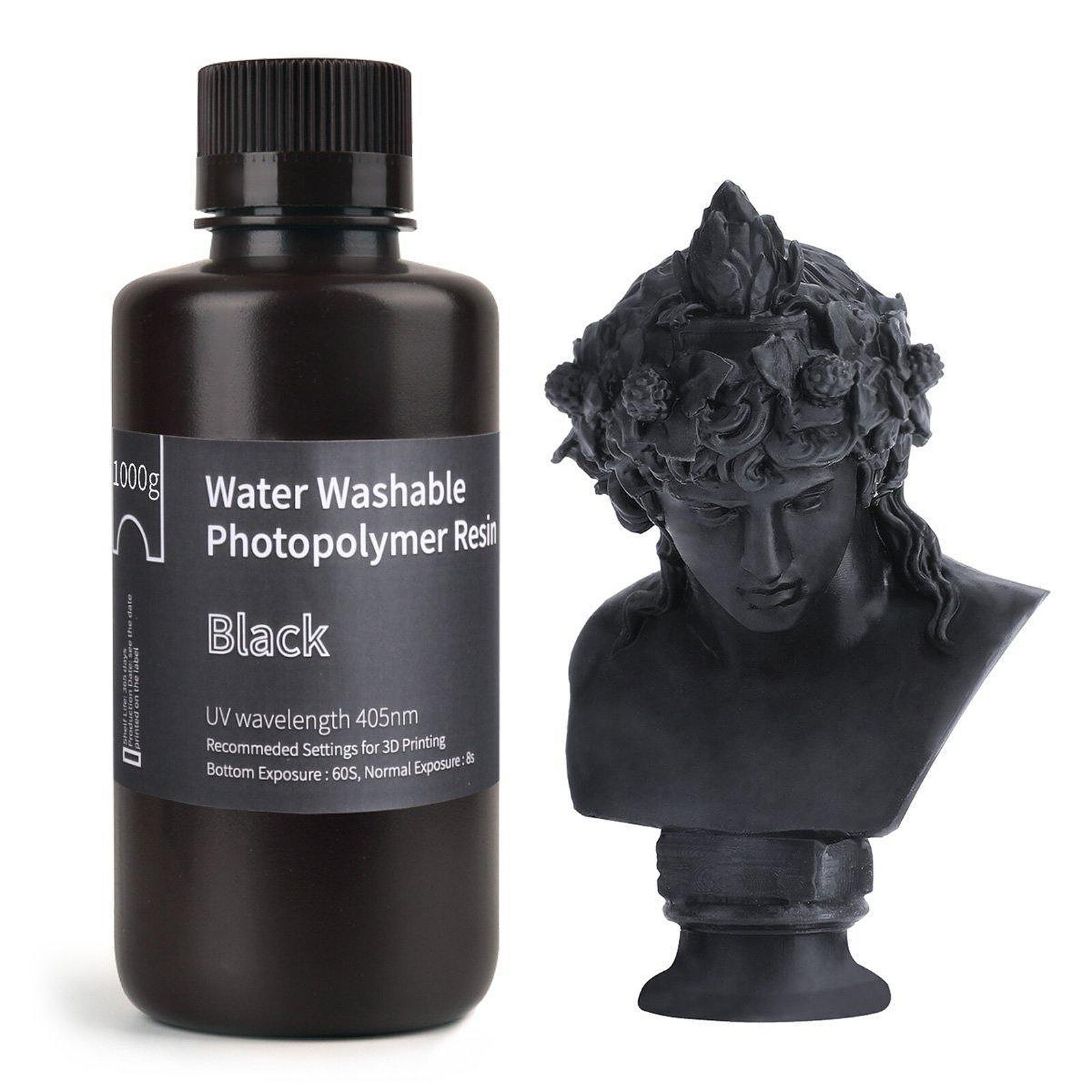Elegoo Photopolymer LCD resin, water washable (1000 g) - Black
