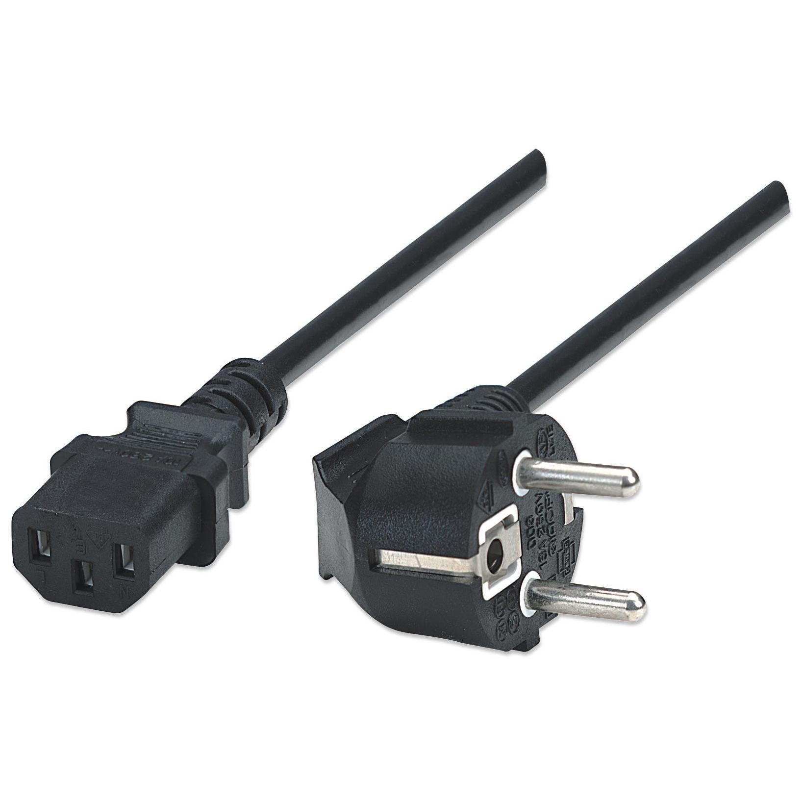 Manhattan 1.8m Power Cable Black CEE7/4 Coupler C13
