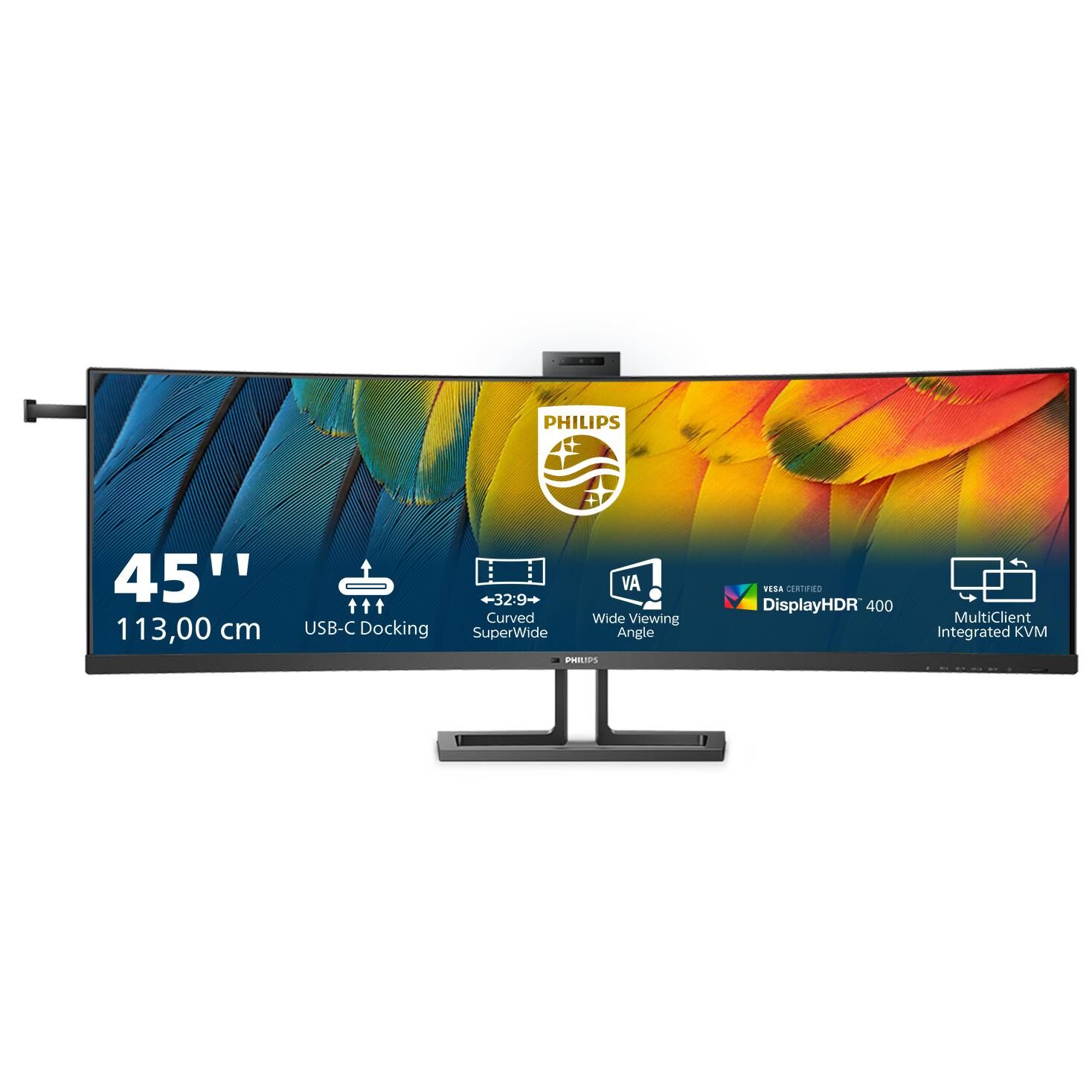 Philips 45B1U6900CH - 6000 Series - écran LED - incurvé - 45" (44.5" visualisable) - 5120 x 1440 Dual Quad HD @ 75 Hz - VA - 450 cd/m² - 3000:1 - DisplayHDR 400 - 4 ms - 2xHDMI, DisplayPort, 2xUSB-C - haut-parleurs - noir