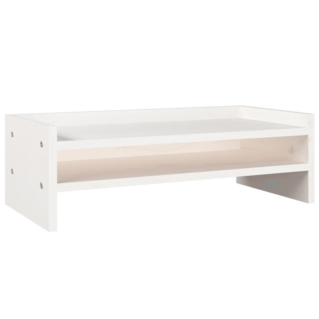 VIDAXL Monitor Stand, White, 50x24x16 cm, Solid Pine Wood