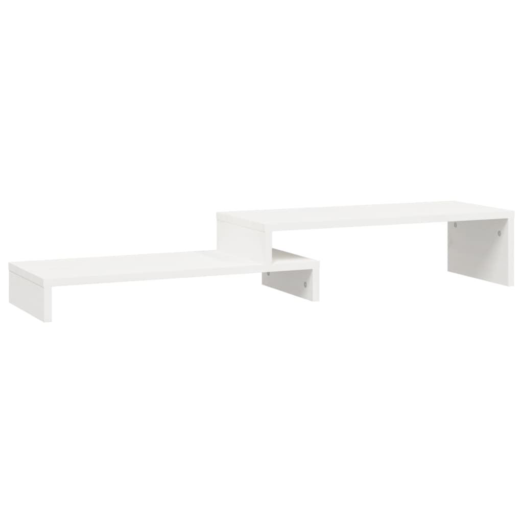 VIDAXL Monitor Stand, White (52-101) x 22 x 14 cm Solid Pine Wood