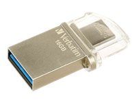Verbatim Store 'n' Go OTG Micro Drive - 16GB USB Flash Drive - USB 3.0 / micro USB - Silver Metal