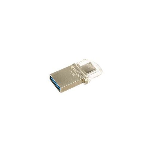 Verbatim Store 'n' Go OTG Micro Drive - 16GB USB Flash Drive - USB 3.0 / micro USB - Silver Metal