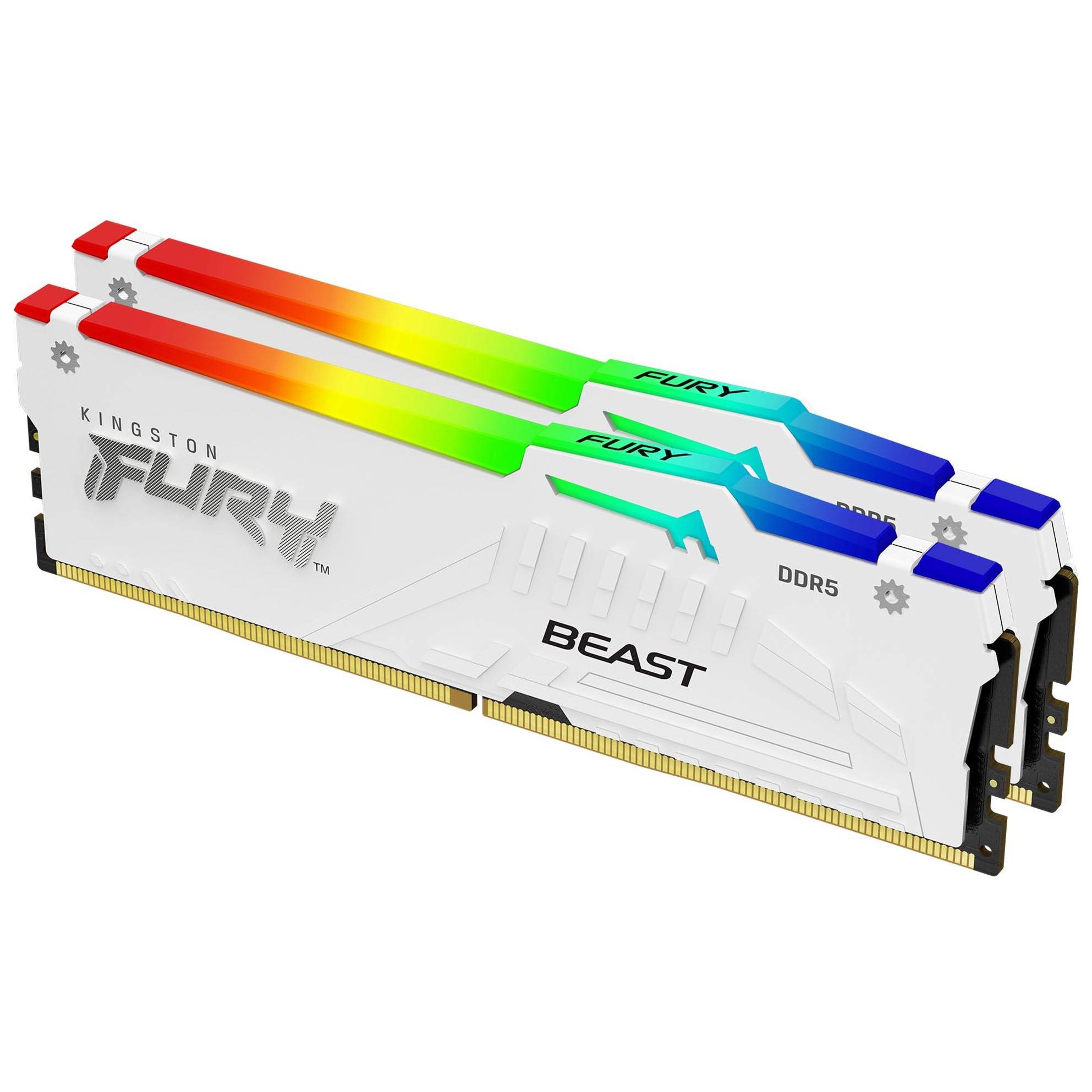 Kingston Technology FURY Beast 64GB 6000 MT/s DDR5 CL36 DIMM (2 Kits) White RGB EXPO