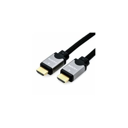 Cable HDMI de alta velocidad Secomp con Ethernet - 7,5 m, doble blindaje, negro/plateado