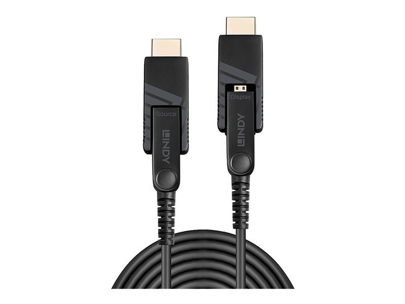 Cable HDMI Lindy con kit Ethernet de cobre híbrido/óptico