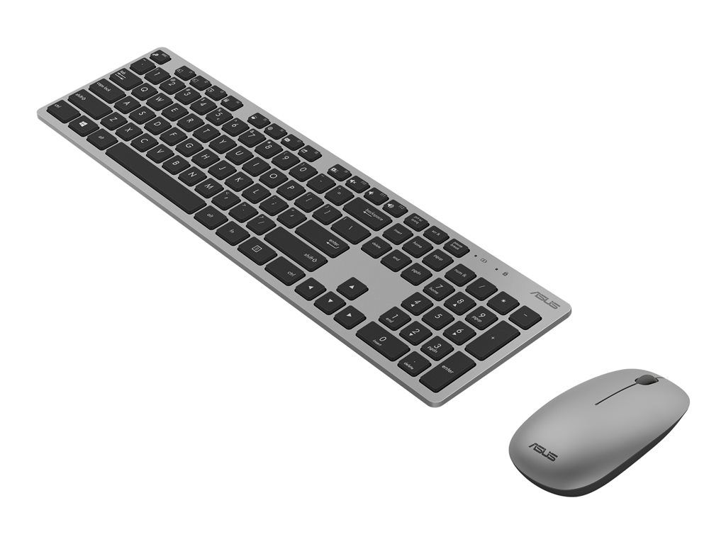 ASUS W5000 - Wireless Keyboard and Mouse Set - 2.4GHz - AZERTY - English - Black/Gray