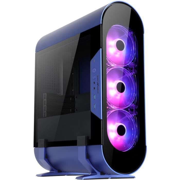 Abkoncore AL300M Sync - Micro ATX Case - Tempered Glass Side Panel - No Power Supply (ATX) - Midnight Blue - USB/Audio