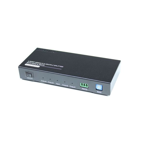 Splitter HDMI 2.0 & HDCP 2.2, 1 Input - 4 Outputs, EDID, RS232, 4K60Hz