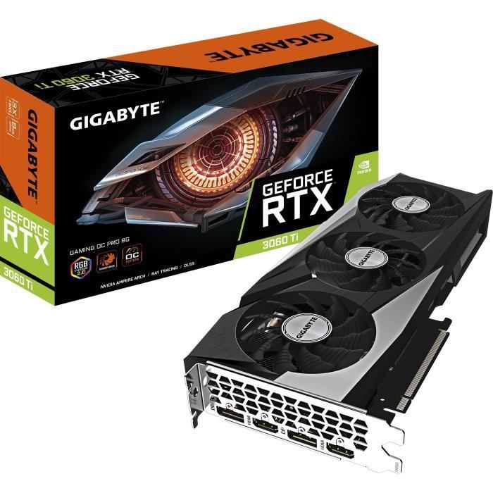 Gigabyte GeForce RTX 3060 Ti GAMING OC PRO 8G - Graphics Card - GF RTX 3060 Ti - 8GB GDDR6 - PCIe 4.0 x16 - 2x HDMI, 2x DisplayPort
