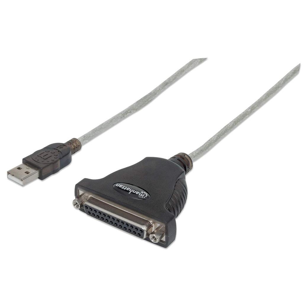 IC Intracom Manhattan USB-A to Parallel Printer DB25 Converter Cable, 1.8m, Black