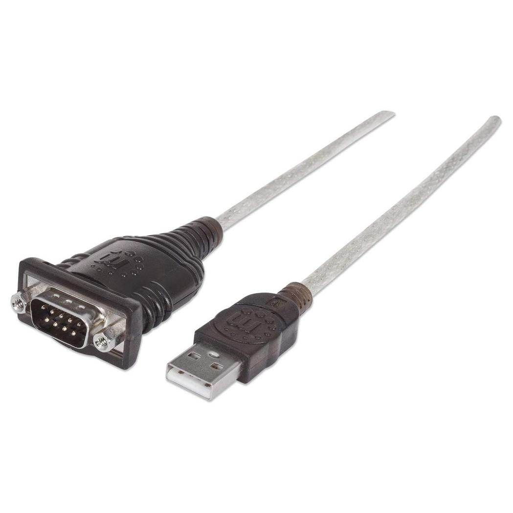 Manhattan 205153 USB to Serial Adapter, Black/Transparent, 0.45m