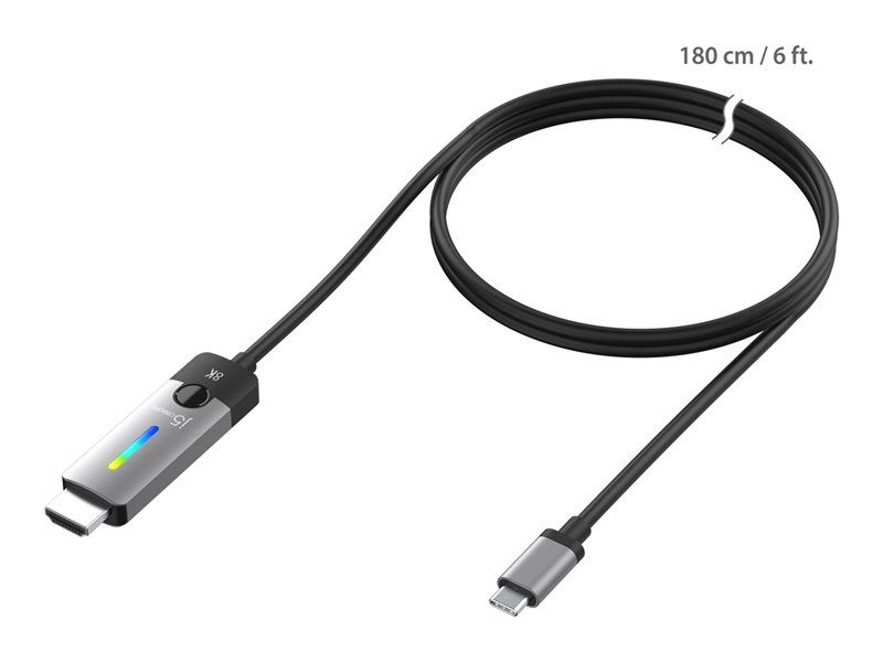 j5create JCC157 - USB-C to HDMI Adapter Cable - 1.8m - Shielded - Space Grey/Black - 4K144Hz, 8K60Hz