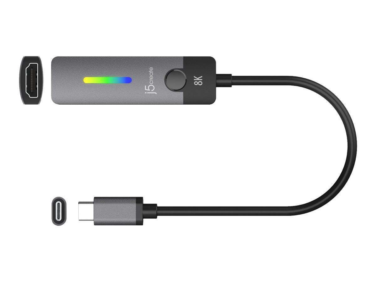 j5create JCA157 - USB-C to HDMI Adapter - 4K/8K Video Converter - 10cm - Armored - Space Gray/Black
