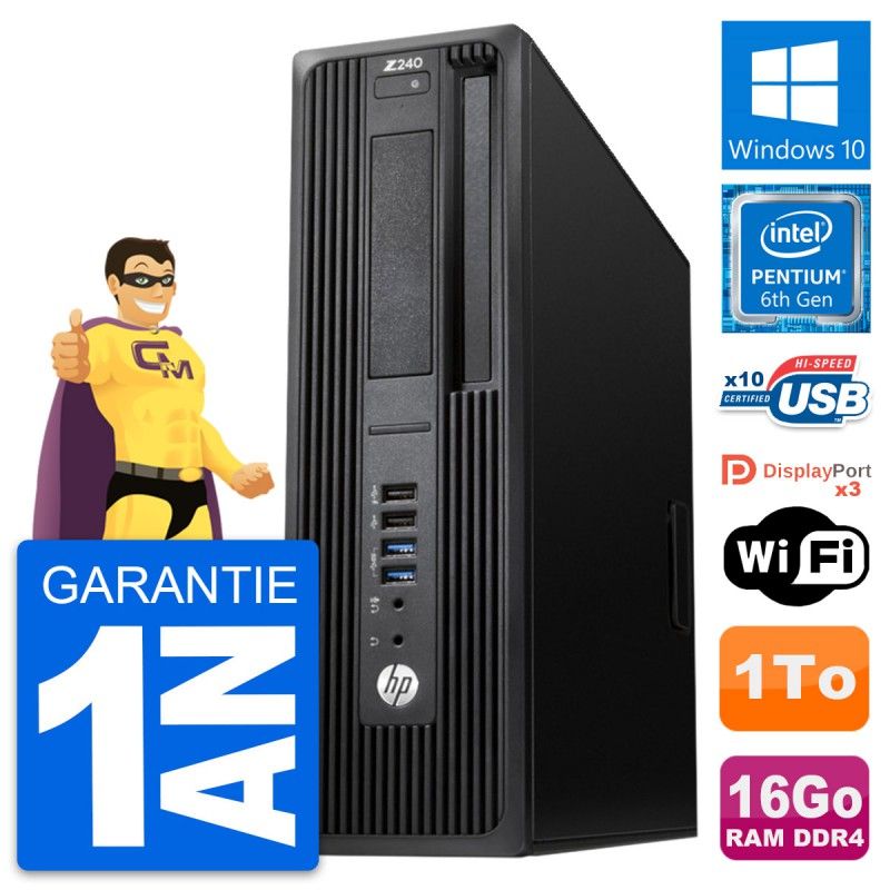 HP WorkStation Z240 SFF - Intel Pentium G4400, 16GB RAM, 1TB HDD, Windows 10, WiFi