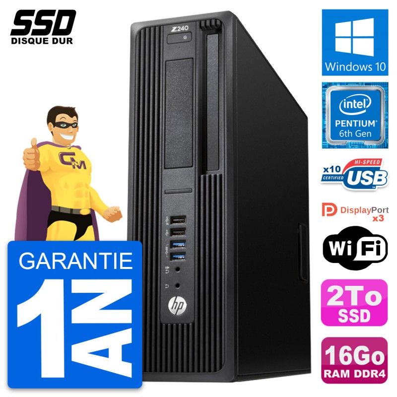 Estación de trabajo HP Z240 SFF - Procesador Intel Pentium G4400, 16GB de RAM, 2TB SSD, Windows 10, WiFi