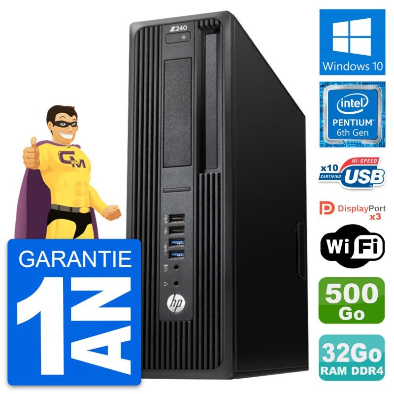 HP WorkStation Z240 SFF - Intel Pentium G4400, 32GB RAM, 500GB HDD, Windows 10, WiFi