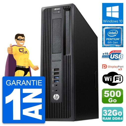 Estación de trabajo HP Z240 SFF - Procesador Intel Pentium G4400, 32 GB de RAM, 500 GB HDD, Windows 10, WiFi