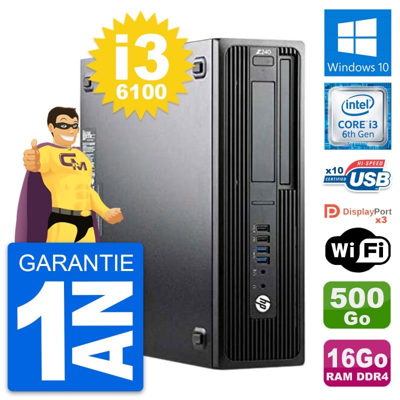 HP WorkStation Z240 SFF - Intel i3-6100, 16GB RAM, 500GB HDD, Windows 10, WiFi